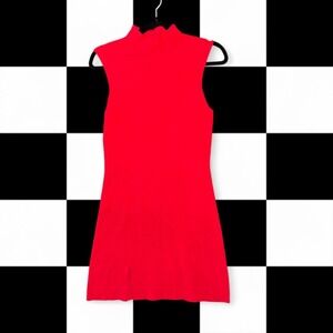 Le Lis Collection Red Mock Neck Sweater Dress | Sleeveless | Size L